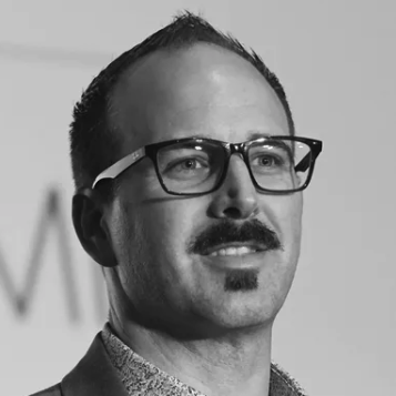 Black-and-white portrait of a Lightapalooza team member,  Matt Bernath